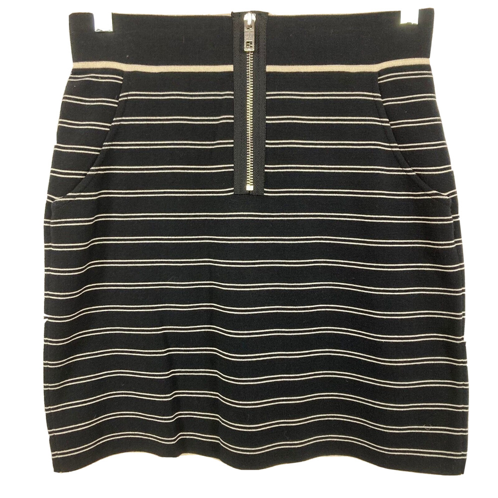 Rag & Bone Skirt Womens Sz XS Black White‎ Striped Cotton Stretch Knit Mini